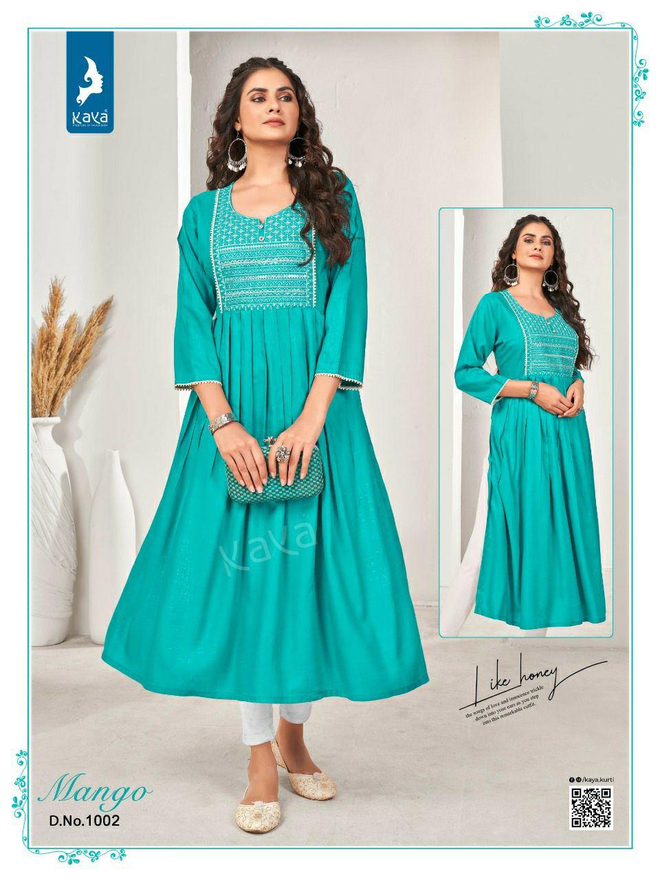 Kaya Mango Fancy Wear Stylish Designer Long Kurti Collection